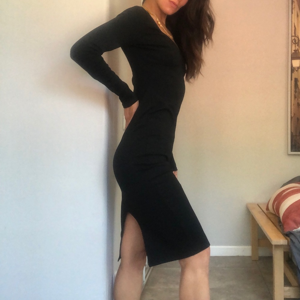 Reformation black midi dress small